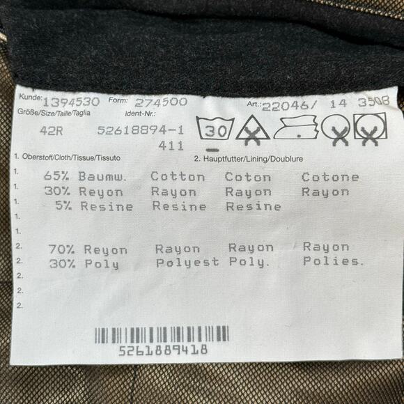 Men's 42R Barcelino SF Tan Car Coat Made in Germany Zip Pockets Cotton S/Med - Picture 12 of 15